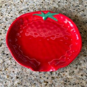Red Tomato-Shaped Ceramic spoon rest